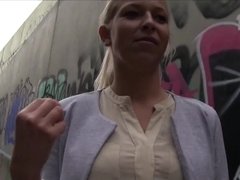 Karol Lilien flashes her tits and has outdoor sex for cash