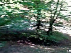 Black huge cock fucks teen German in the forest