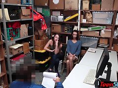 Two petite teen thieves fucked their way out of trouble