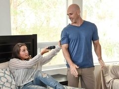 Bald dude with a long dong fucks a busty MILF Abigail Mac