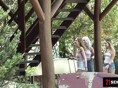 Bikini Babes Fuck And Play With Each Other's Pussies In The Park