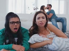 Abella, Gina and Melissa share Logan's massive dick