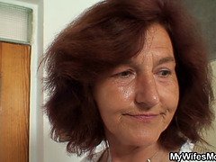 Hana Baskova, the busty Czech granny, cheats on her husband with his cock