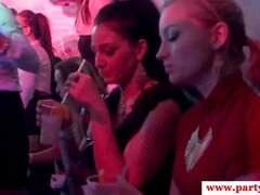 Euro party girls devouring pussies and cocks at the party