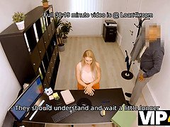 Hungarian blonde bombshell gets naughty with the money lender in the office