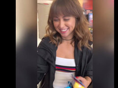 Bitches Abbie Maley and Riley Reid give a blowjob in the store