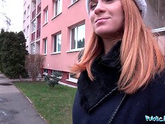 Russian redhead cash-hungry for a hot POV sex tape in public