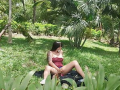 Anal, British, Brunette, Handjob, Outdoor