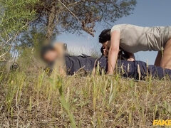 Amateur, Mamada, Británico, Al aire libre, Policía, Uniforme