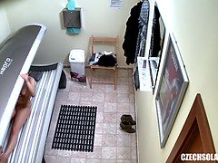 Hidden Cam Young Girl is Touching her Pussy in Solarium