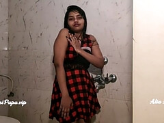 18, Big tits, College, Female, Indian, Shower, Solo, Teen