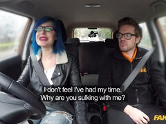 Horny bitch with big tits rides Ryan in the backseat of the car