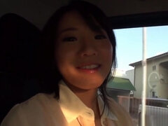 Korean babe masturbating in car - fetish solo POV