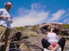 Hiker and a big cock guy have hardcore sex in the desert