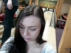Czech teen with cash gets down and dirty in bowling bar for a hot POV blowjob