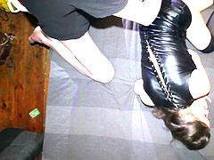 Rough doggystyle, black laced dress, submissive girl