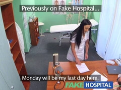 Slim patient begs for a hard dick after catching doctor's boner in fakehospital POV