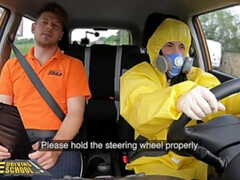 Fake Driving School Lexi Dona Takes Off her Hazmat Suit and Fucks Instructor