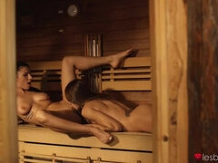 Sex in sauna and under waterfall