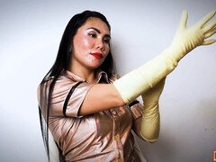 Médecin, Femme dominatrice, Gants, Latex