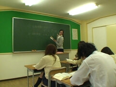 Beautiful Japanese teacher enjoys oral sex in the college infirmary