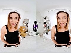 Poppy Pleasure uses her natural tits and fingers herself to land a job
