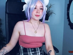 18 yo European teenager is so cute with purple hair