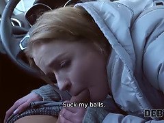 Calibri Angel trades her tight pussy for cash to get her tits bigger in debt4k POV