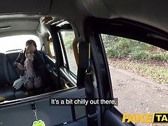 British babe Sahara Knite deepthroats a big cock in a fake taxi ride