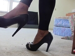 High hill footjob, smoking high heels, foot self worship