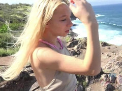 Beach, Blonde, Blowjob, Outdoor, Pov, Public, Tits, Voyeur